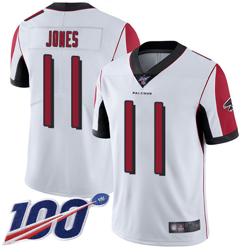 Atlanta Falcons Limited White Men Julio Jones Road Jersey NFL Football 11 100th Season Vapor Untouchable